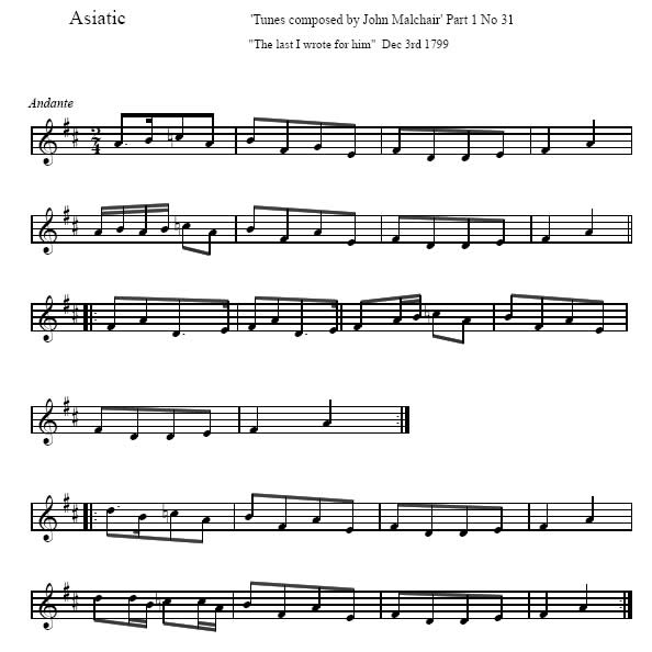 Asiatic (John Baptist Malchair) - click to view sheet music as PDF