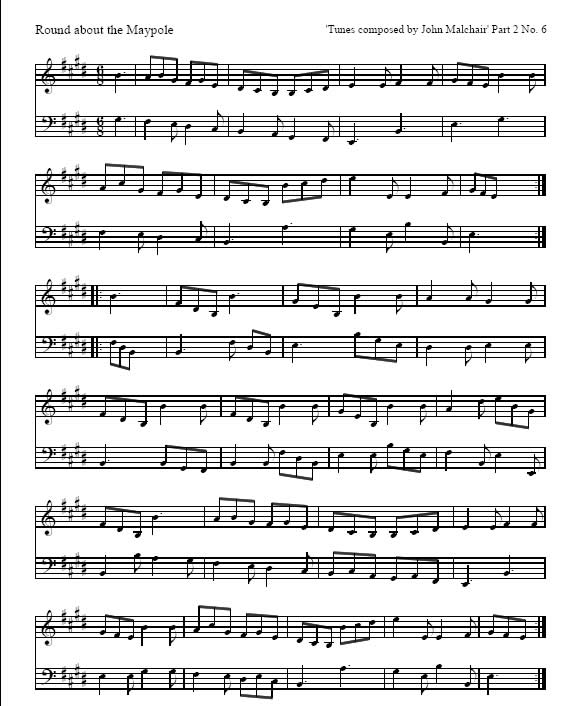 Round about the Maypole (John Baptist Malchair) - key of E - click to view sheet music as PDF